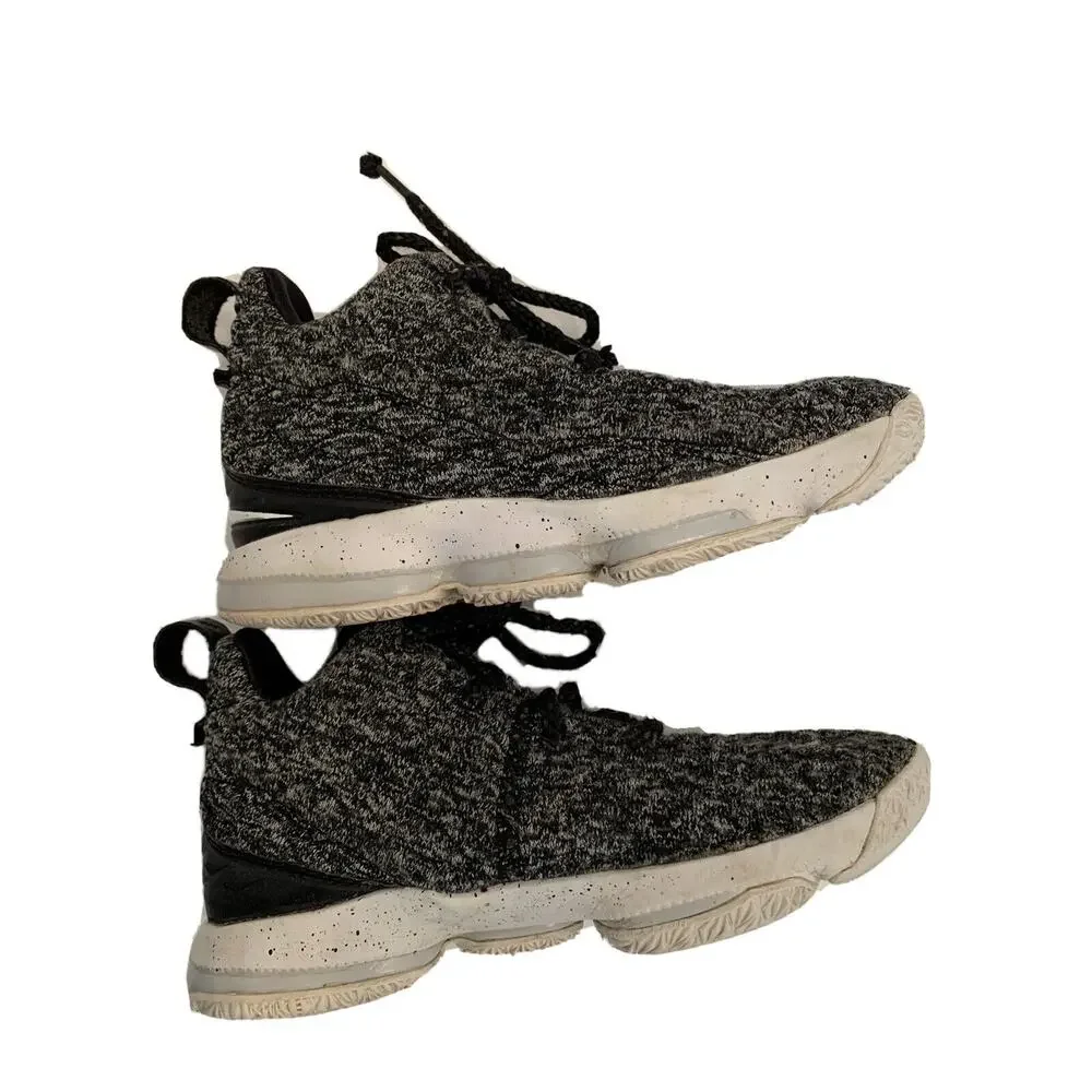 13 Nike Youth Boys Sneakers Black Knit Lebron XV Kids Lace Up 922812-002